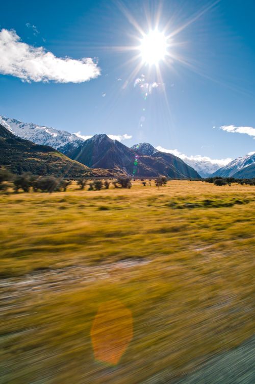 Landscape Photography by Professional Freelance UK Landscape Photographer Driving on a road trip adventure through the Snow Capped Mountains landscape of Aoraki Mount Cook National Park South Island New Zealand