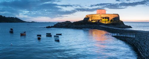 Landscape Photography by Professional Freelance UK Landscape Photographer Fort Grey aka Cup and Saucer at night Guernsey Channel Islands United Kingdom
