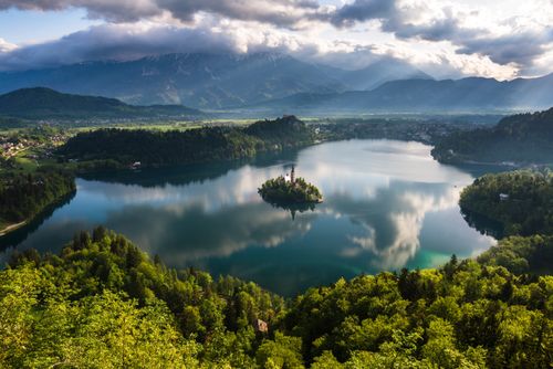 Landscape Photography by Professional Freelance UK Landscape Photographer Lake Bled reflections at sunrise Julian Alps Gorenjska Slovenia Europe