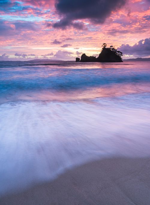 Landscape Photography by Professional Freelance UK Landscape Photographer Pungapunga Island at Whangapoua Beach at sunrise Coromandel Peninsula New Zealand North Island