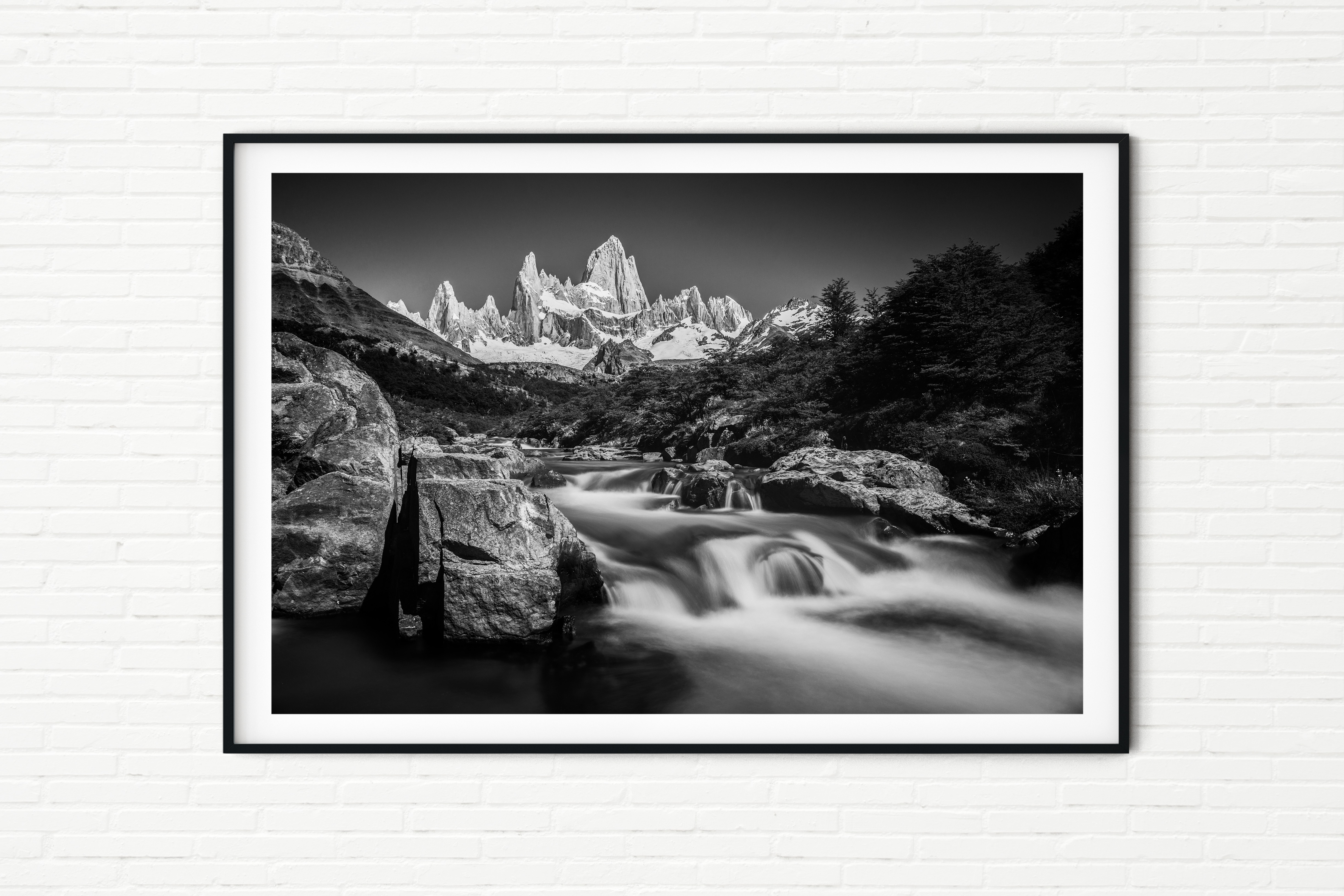 Fitz Roy Mountain in Patagonia Black and White