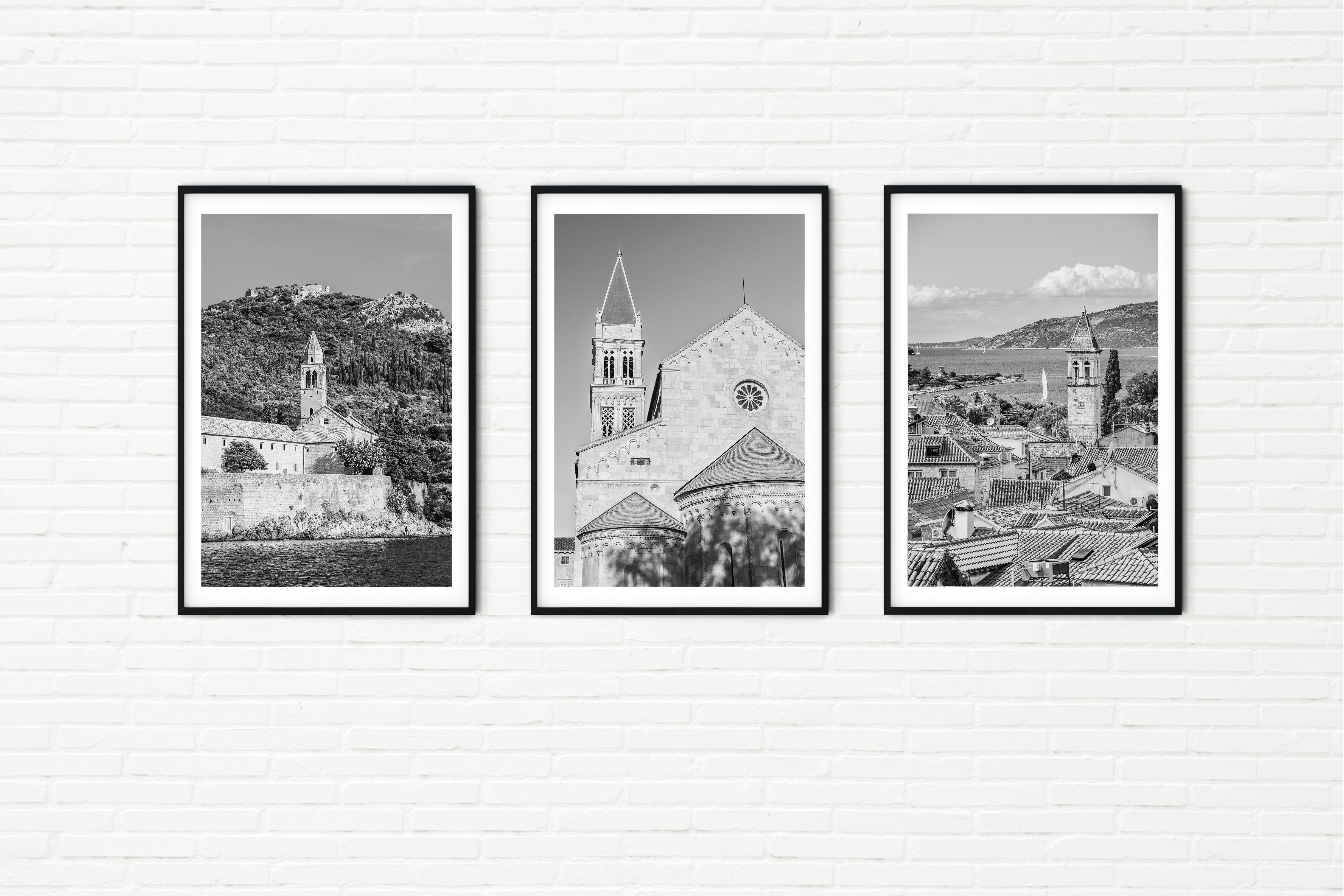 Croatia Architecture - Set of Three Black and White Photos